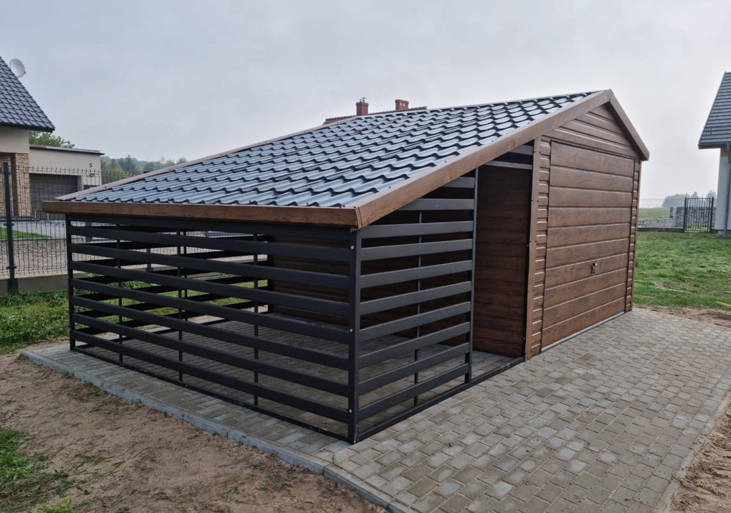 PREMIUM Stahlgarage mit Fahrradunterstand 3x4m inkl. Montage!