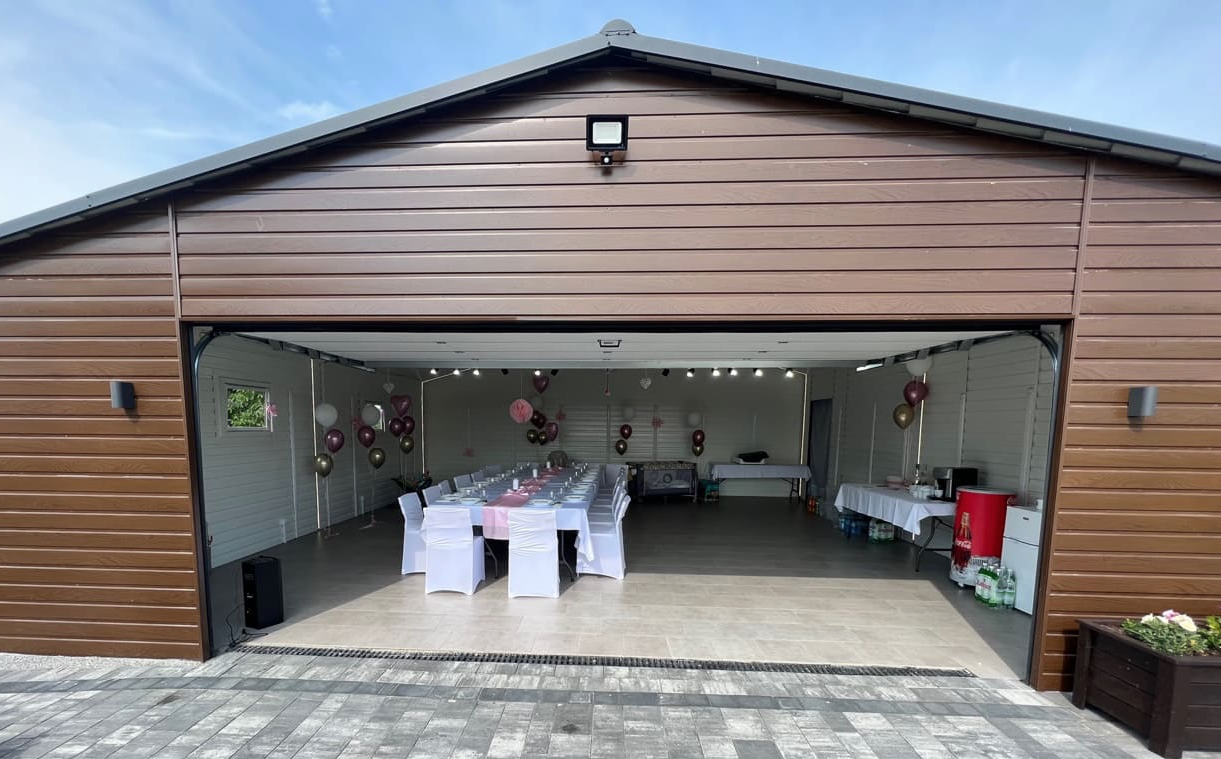 PREMIUM Stahlgarage Halle mit Seitencarport 11x8m inkl. Montage!