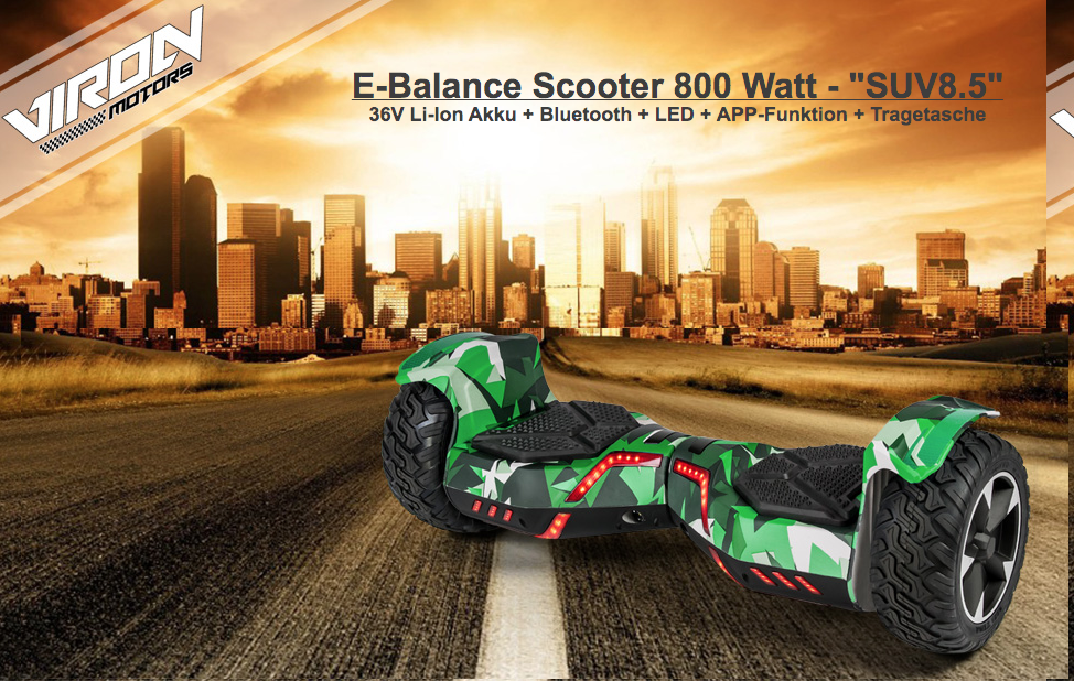 E-Balance Scooter Hoverboard 800W - SUV 8.5 Bluetooth LED APP