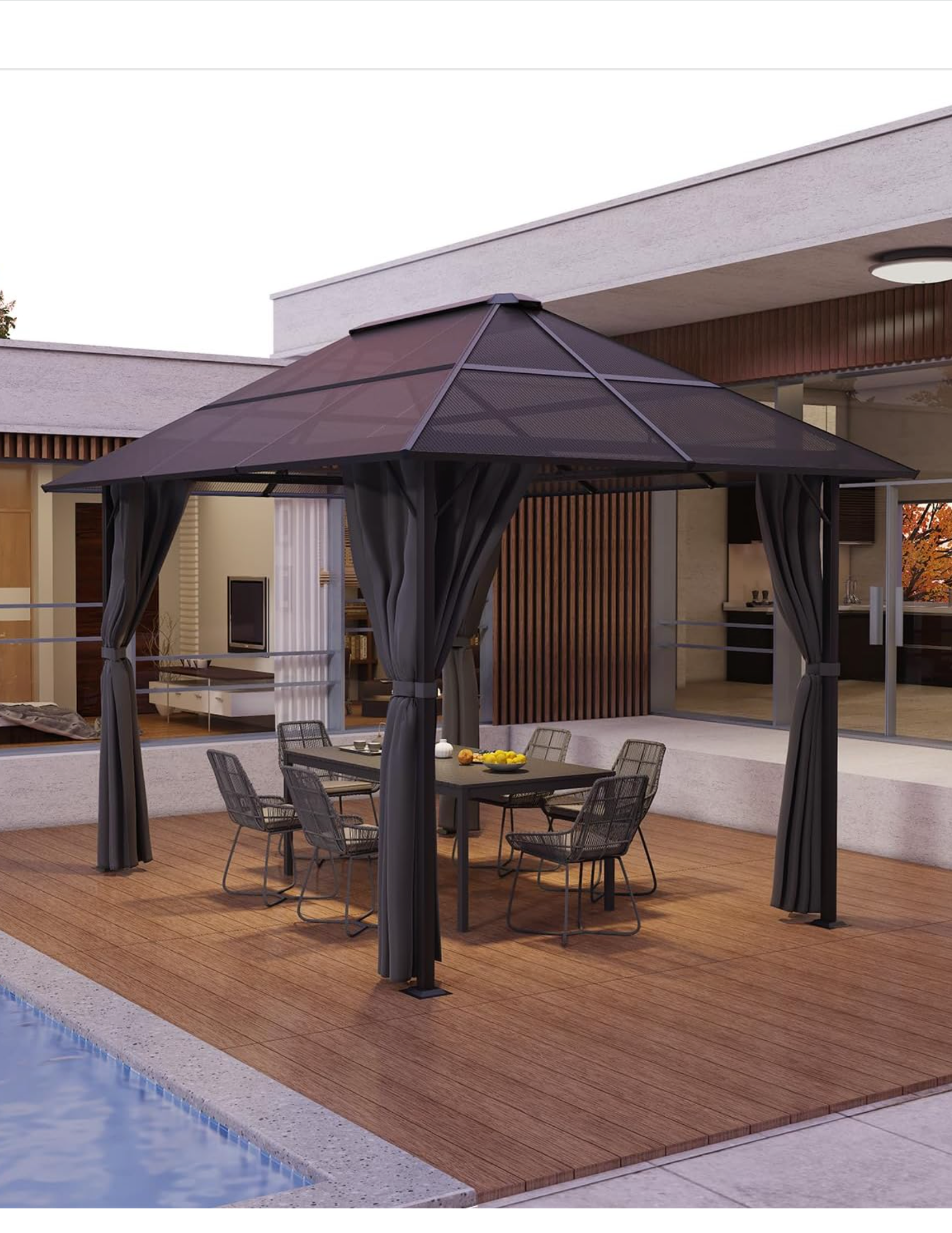 Pavillon in 2 Größen Winterfest mit PC-Dach & Seitenwänden – PROHAS APEN - TORE - ZÄUNE