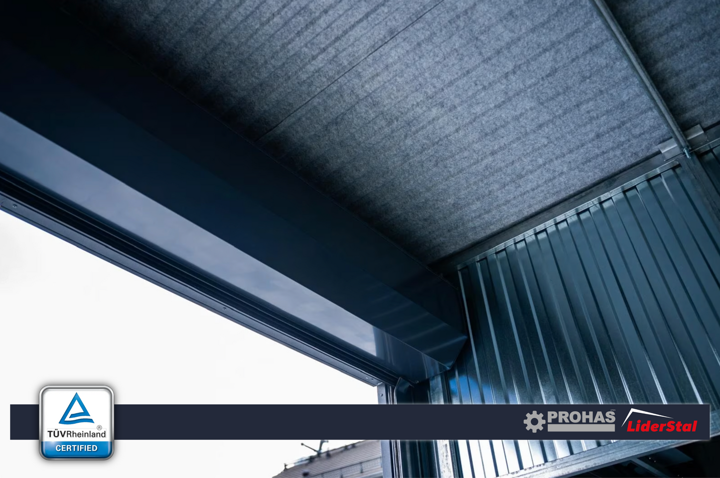 PREMIUM Halle / Lagerhalle SKU320 Stahlgarage 6×5 m + 3×3 m – Pultdach