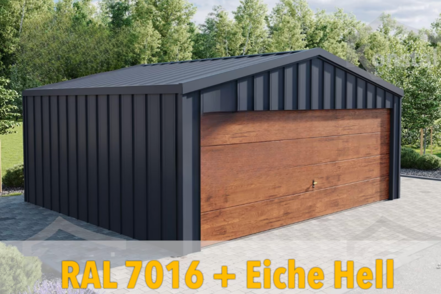 PREMIUM Stahlgarage mit Sektionaltor 6x5m inkl. Montage!