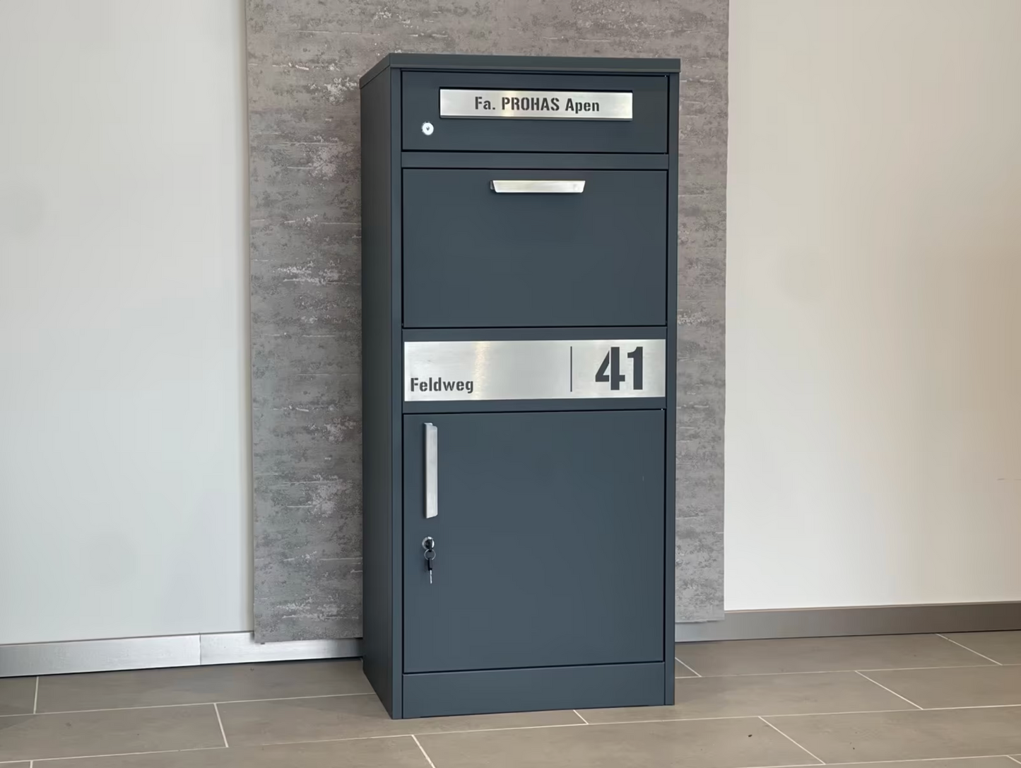 Briefkasten & Paketbox Bispo 2 rostfrei Edelstahlgriffe