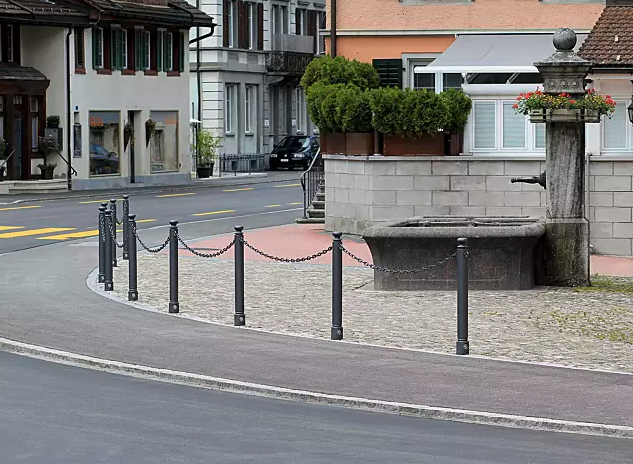 20m Zaun Poller Absperrung mit Kette oder Querholmen