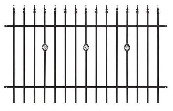 Fertigzaun Schmuckzaun aus Stahl "Laura" RAL 9005