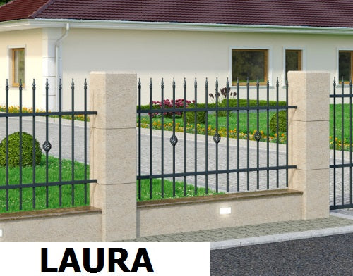 Fertigzaun Schmuckzaun aus Stahl "Laura" RAL 9005