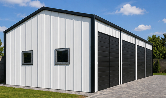 PREMIUM Stahlhalle TOPLINE 15x6m Satteldach inkl. Aufbau!