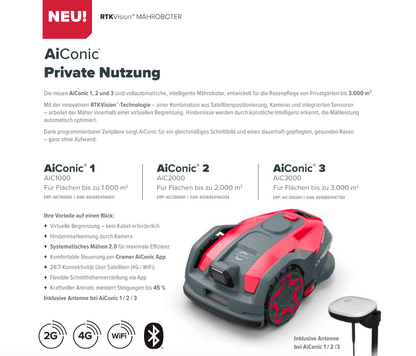 CRAMER AiConic Mähroboter mit KI & SAT Technologie