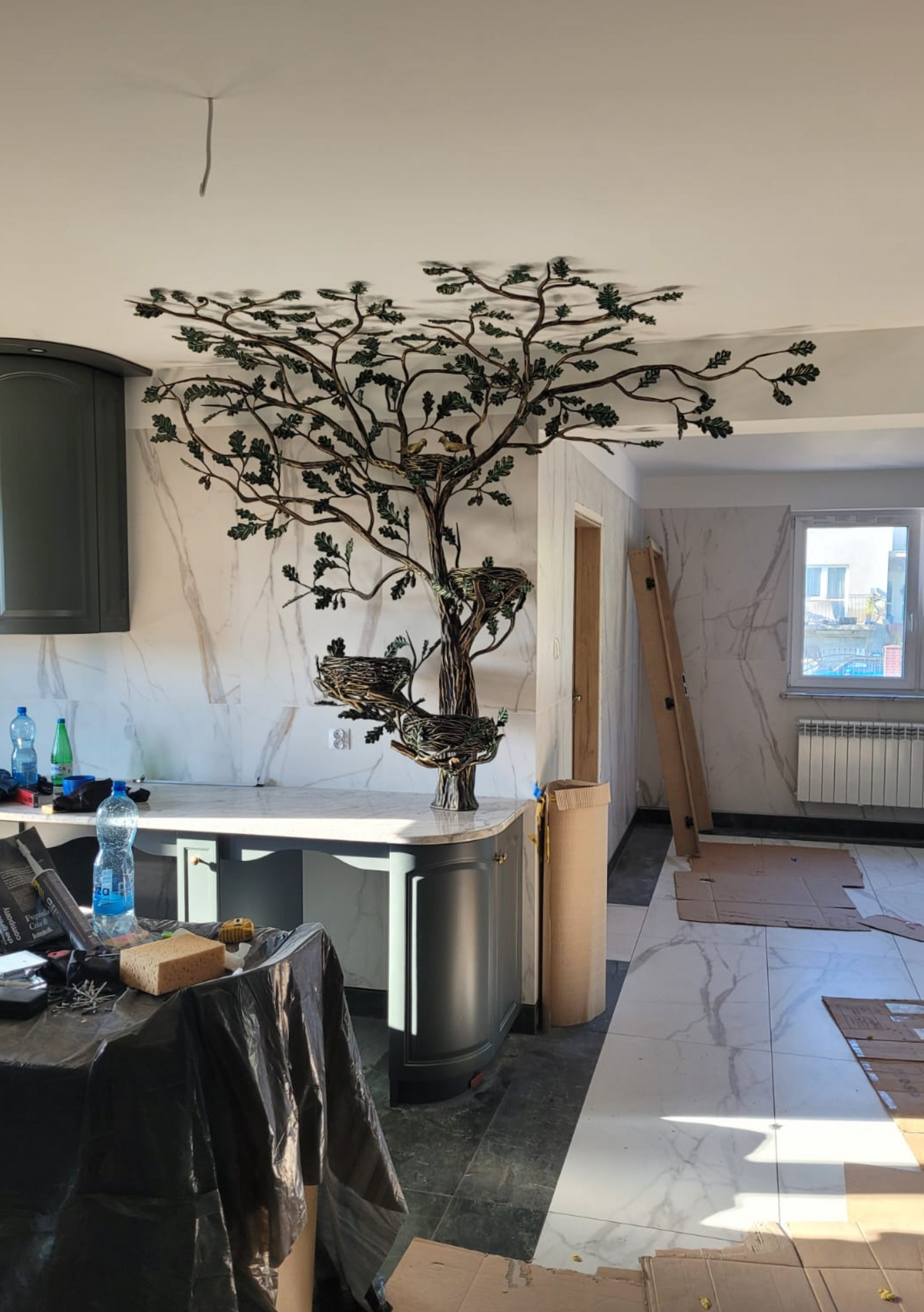 Schmiedeeiserner Eichen-Baum mit Nestern