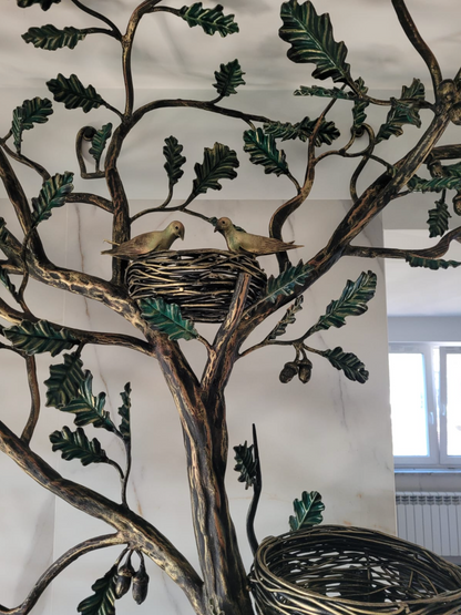 Schmiedeeiserner Eichen-Baum mit Nestern