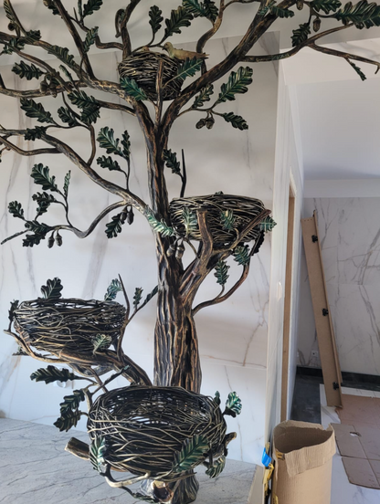 Schmiedeeiserner Eichen-Baum mit Nestern