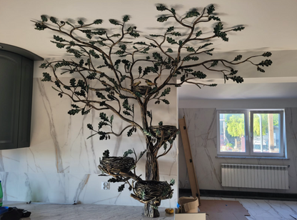 Schmiedeeiserner Eichen-Baum mit Nestern