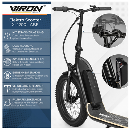 Großer E-Scooter VIRON XI-1200-S mit ABE