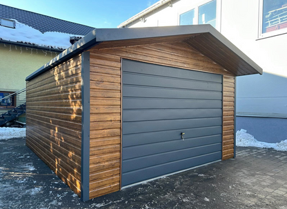 PREMIUM Stahlgarage mit Dachüberstand 4x5m Satteldach inkl. Aufbau!