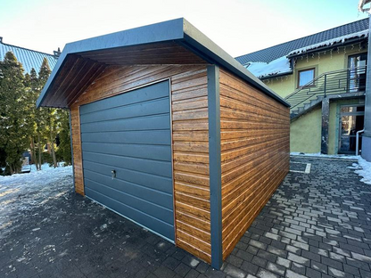 PREMIUM Stahlgarage mit Dachüberstand 4x5m Satteldach inkl. Aufbau!