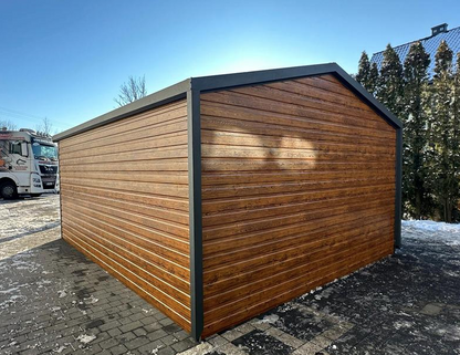 PREMIUM Stahlgarage mit Dachüberstand 4x5m Satteldach inkl. Aufbau!