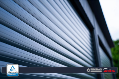 PREMIUM Halle / Lagerhalle SKU320 Stahlgarage 6×5 m + 3×3 m – Pultdach