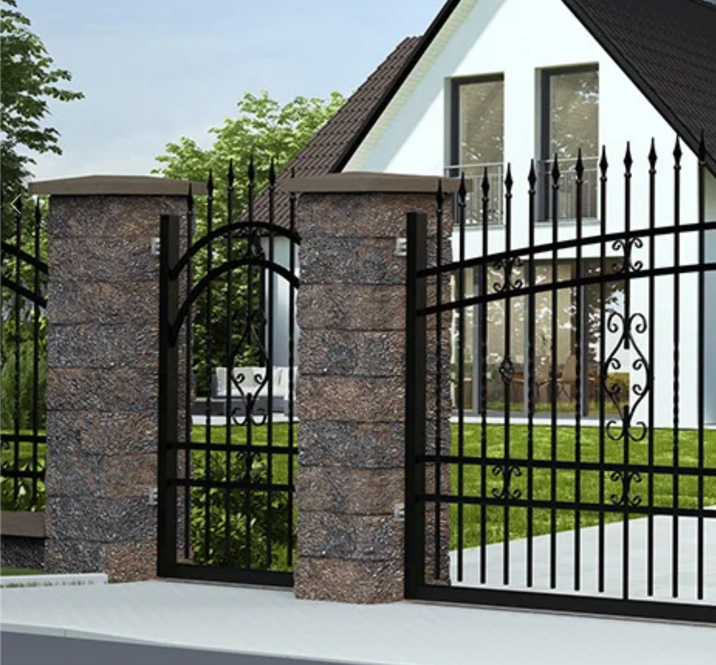 Eingangstor Eisen "Verona" inkl. Zubehör optional mit Stahlpfosten