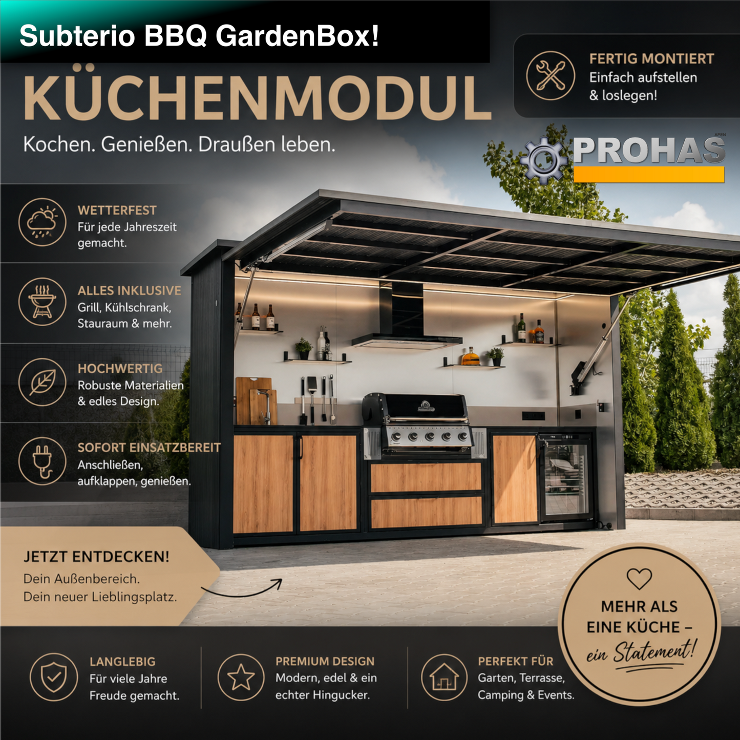 BBQ Box Profi Outdoor-Küche im Fertigmodul "Subterio"