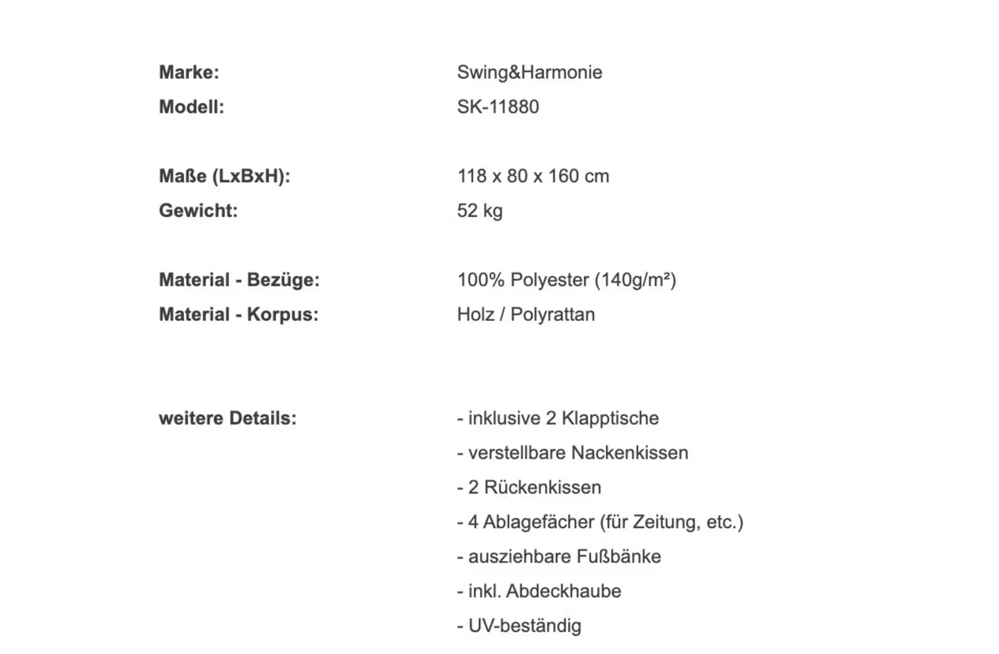 2-Personen Strandkorb Rügen XXL – 4 Varianten | Verstellbar
