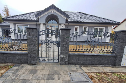 Doppelflügel Schmiedetor "Bremen" inkl. Pforte, 3 Pfosten & Zubehör