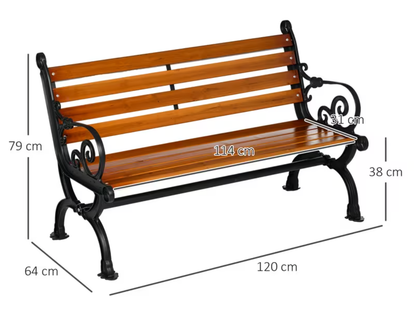 Elegante Friesenbank, Park- und Gartensitzbank Teak