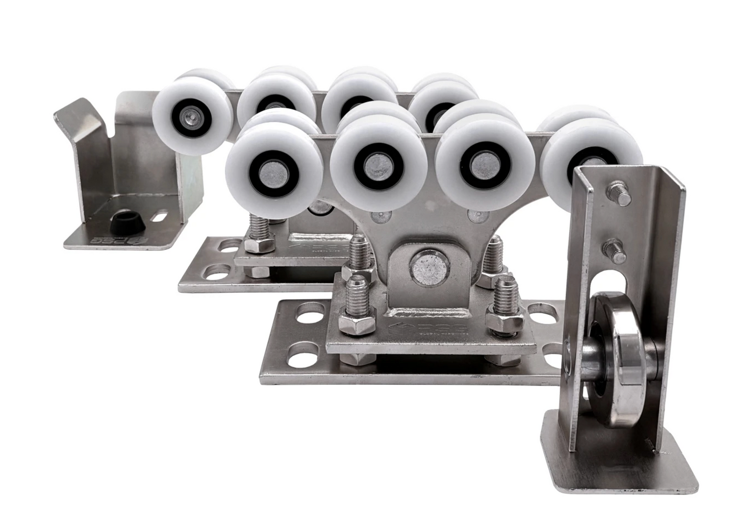 SET Laufwagenpaket für Schiebetore Profil 68×68mm mit Kunststoffrollen