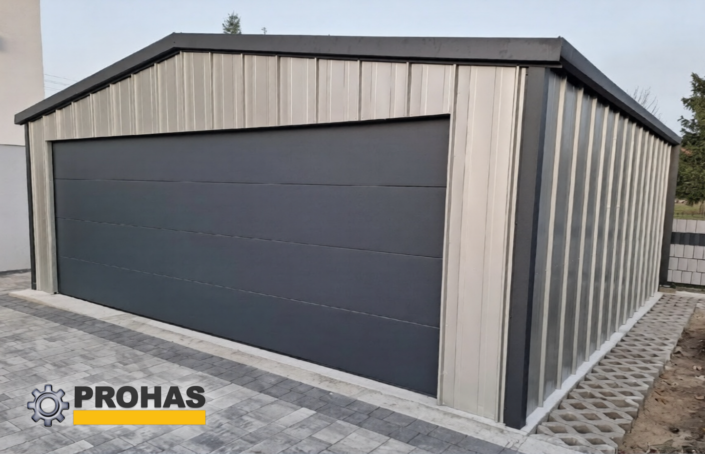 PREMIUM Stahlgarage TOPLINE 6x5m Satteldach inkl. Aufbau!
