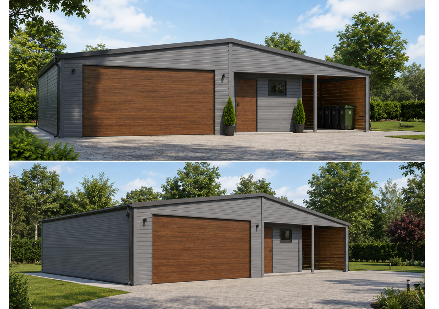 PREMIUM Werkstatt Stahlgarage mit Unterstand 12x6m inkl. Aufbau!
