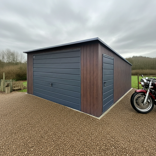 PREMIUM Motorrad- & Gartenschuppen 4x6m inkl. Aufbau!