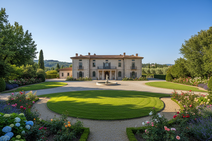 Eine Villa mit einem grossen Vorgrundstück
